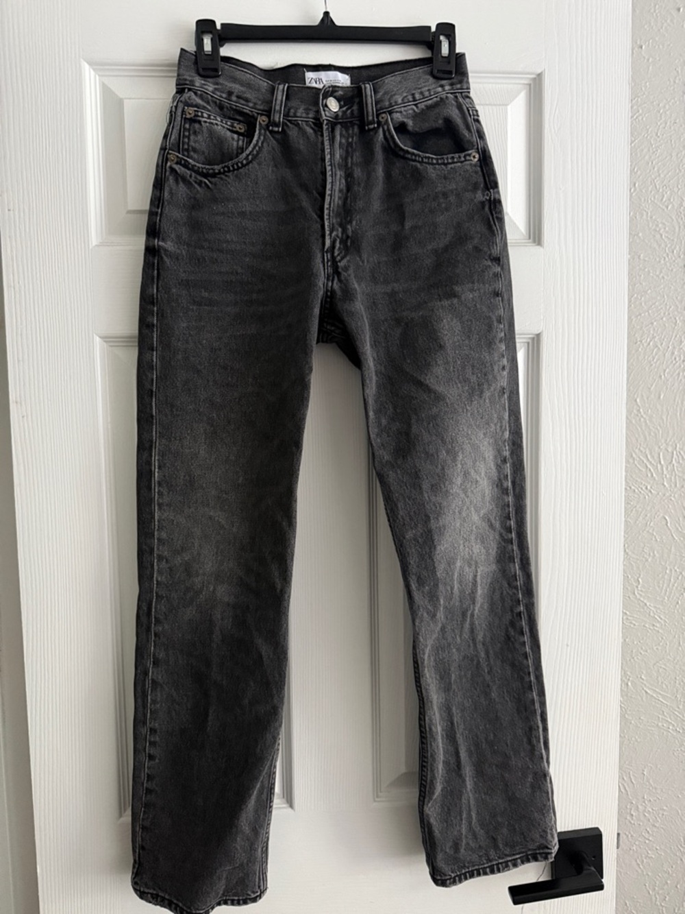Zara Washed Black Straight Jeans